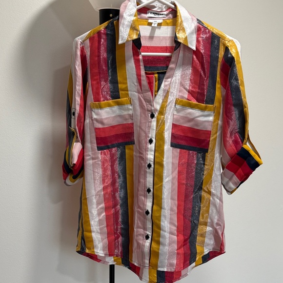 Express Portofino Shirt with Pink and Yellow Stripes - Picture 1 of 2